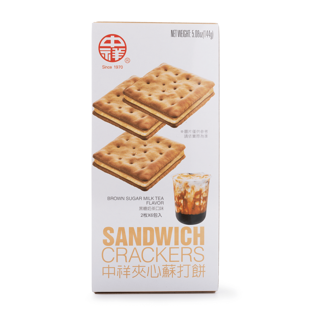 Zhong Xiang Sandwich Crackers-Brown Sugar Milk Tea Flavor 144 g