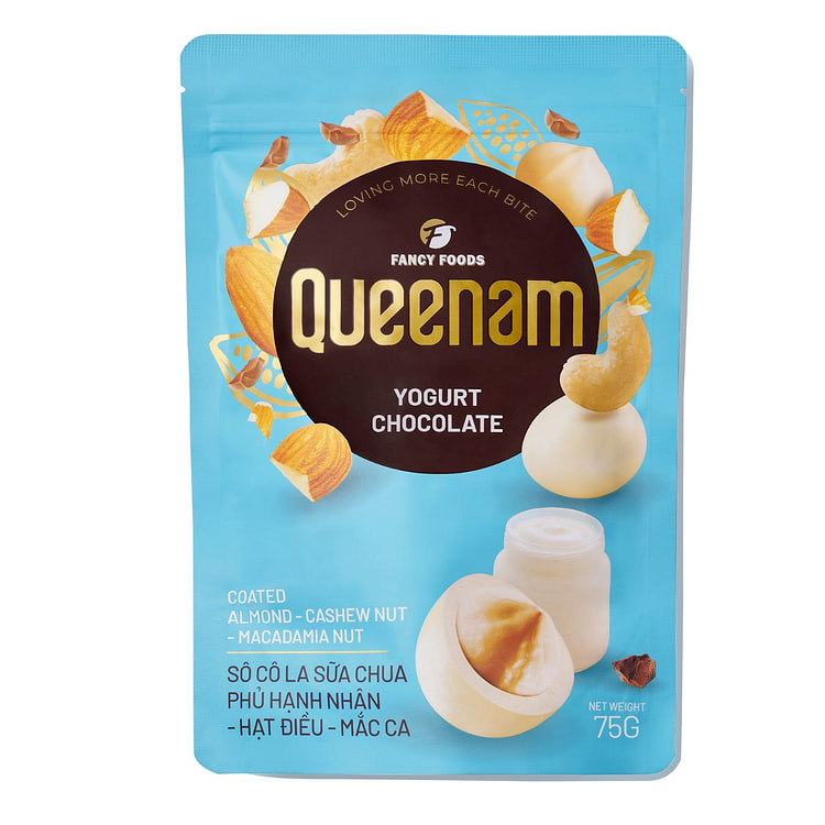 Queenam Yogurt Chocolate Coated Almond-Cashew Nut-Macadamia 75 g