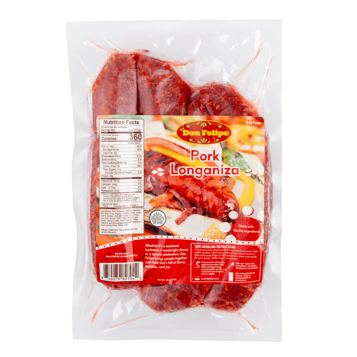 Don Felipe Pork Longaniza 32 oz