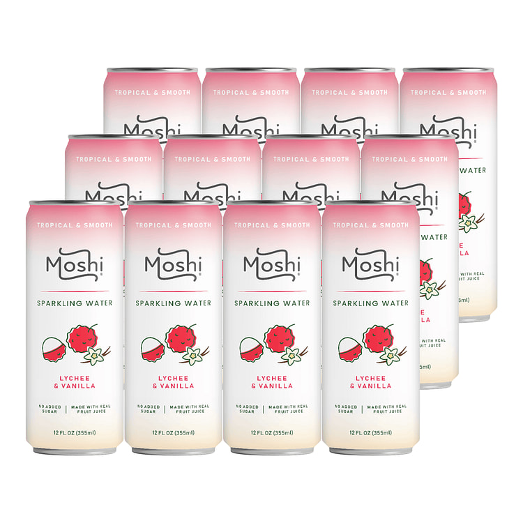 Moshi Sparkling Water Lychee and Vanilla Flavor 12Packs 12 onza(s) líquida(