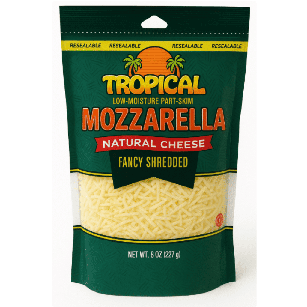 Tropical Cheese Queijo Mussarela Ralado Natural Parcialmente Desnatado 8 oz