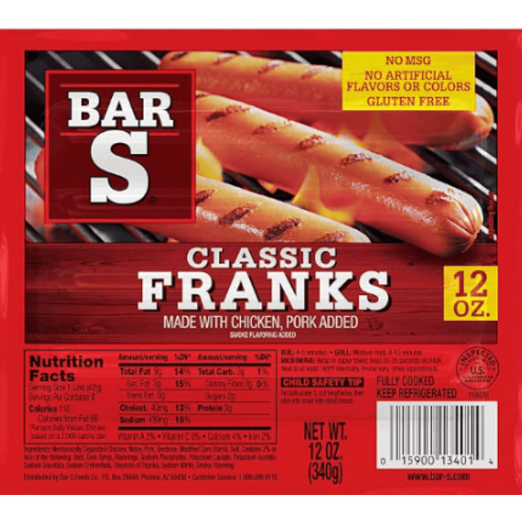 Bar-S Classic Franks 12 oz (min 2)