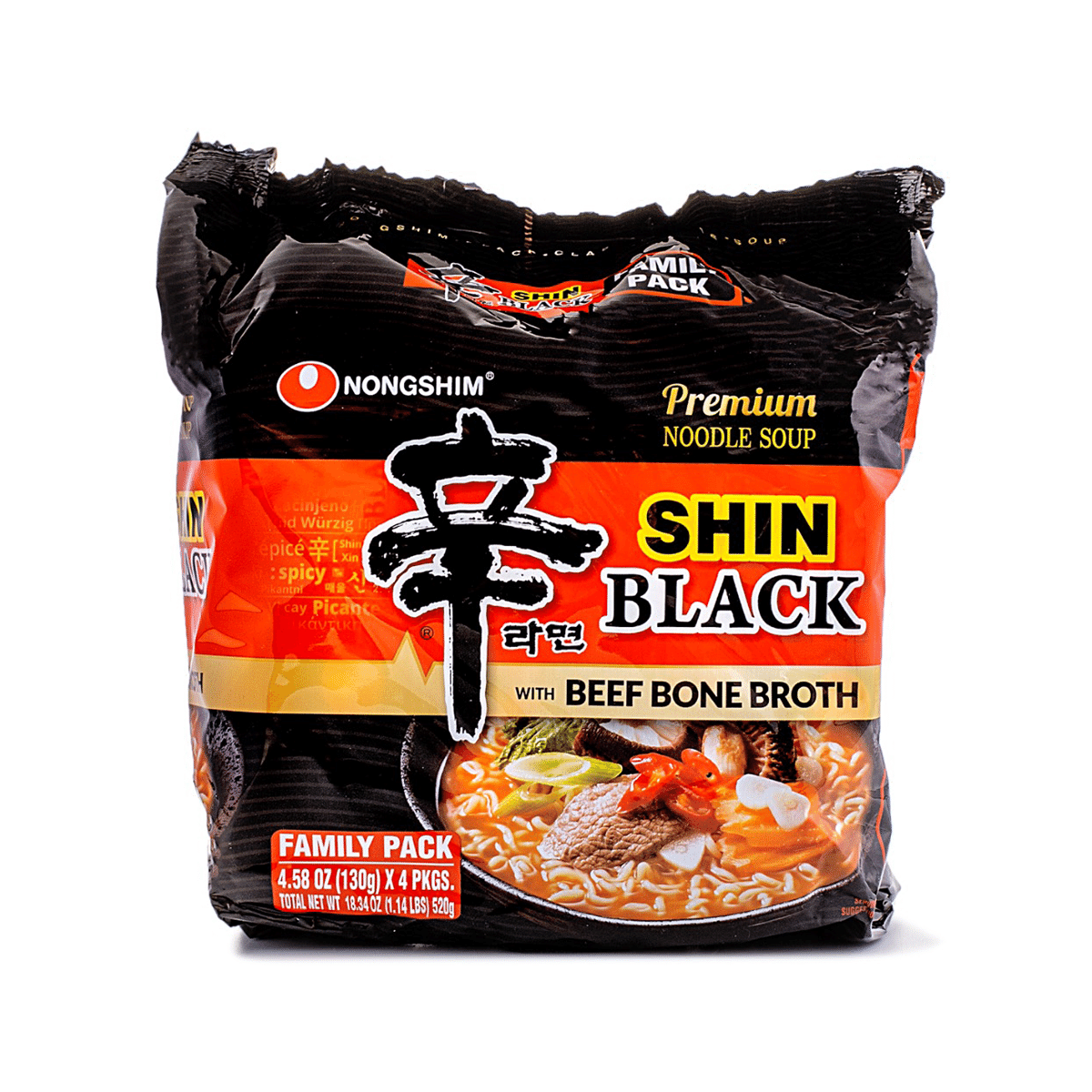 农心 辛拉面 黑色家庭装 130g*4 520 克*4 包