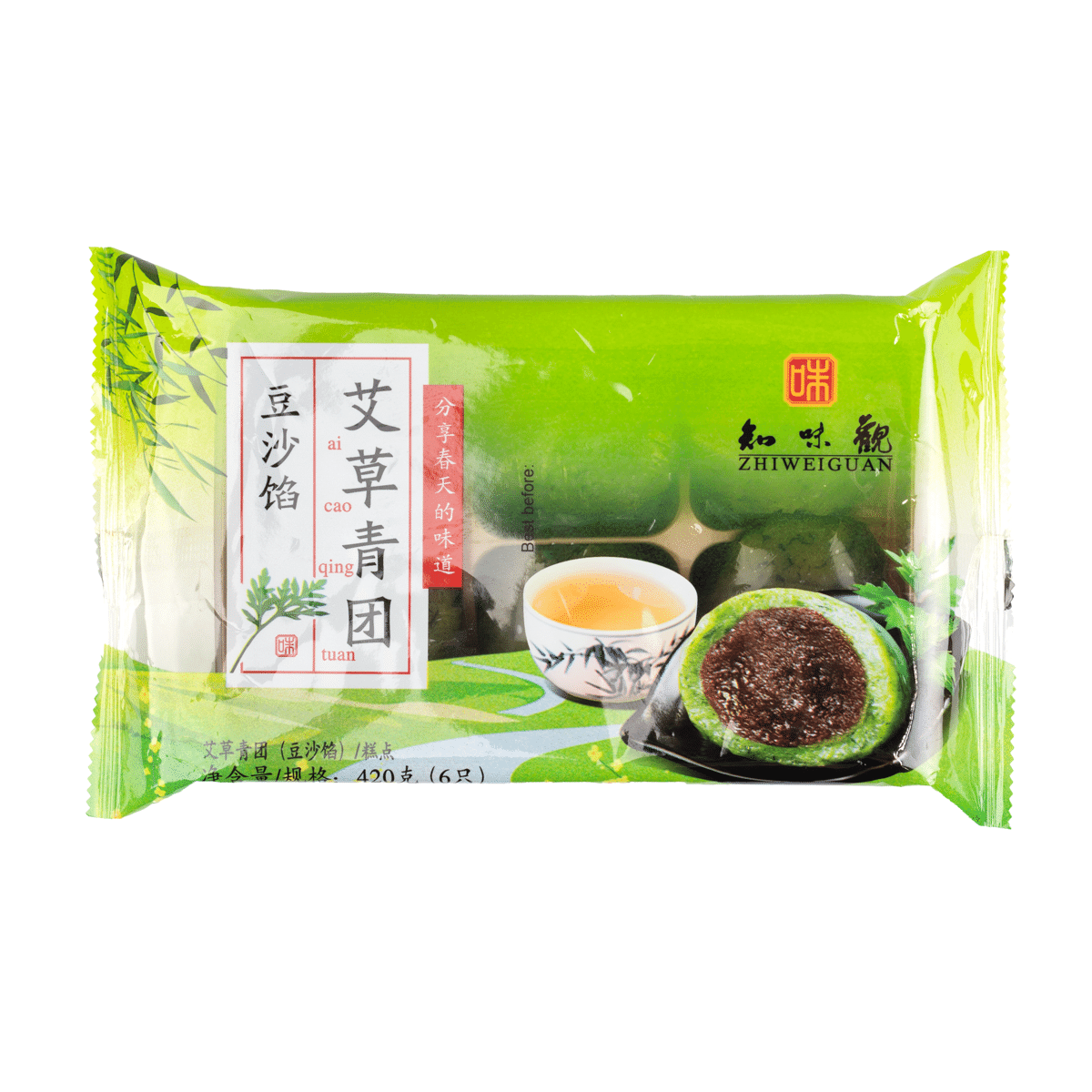 Rolo de Arroz Verde com Pasta de Feijão Vermelho Zhi Wei Guan 420 g