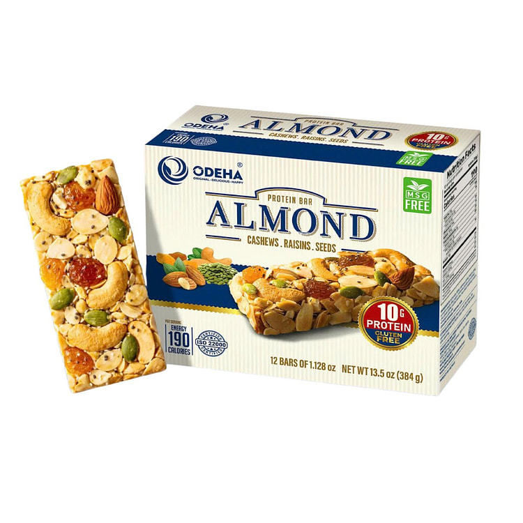 Odeha Almond Protein Bar - Cashews, Raisins, Seeds - 12 Bars 384 g