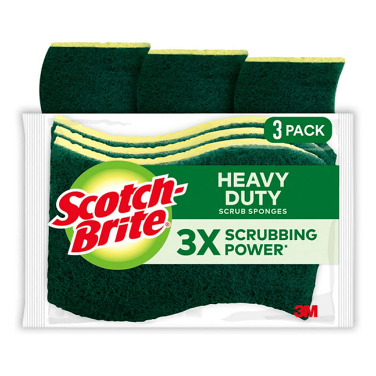 Scotch-Brite  Heavy-Duty Scrub Sponges 3/Pack  (Yellow/Green) 1 count