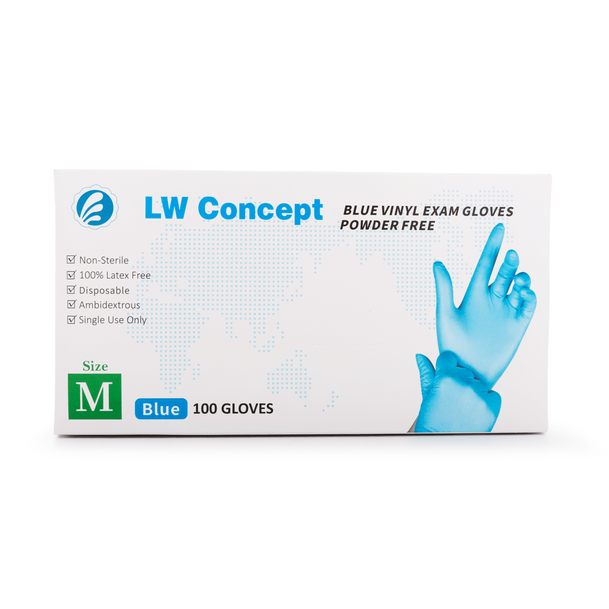 Basic LW Concept 蓝色橡胶手套(M码 100个) 1 盒