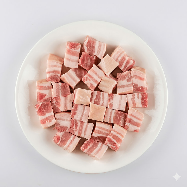 Pork Belly Cubes, Skin on  Frozen 2 lb