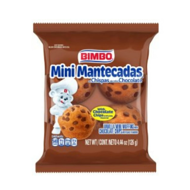 Bimbo Mini Mantecadas Vanilla Chocolate Chip Muffins 4ct 126 g