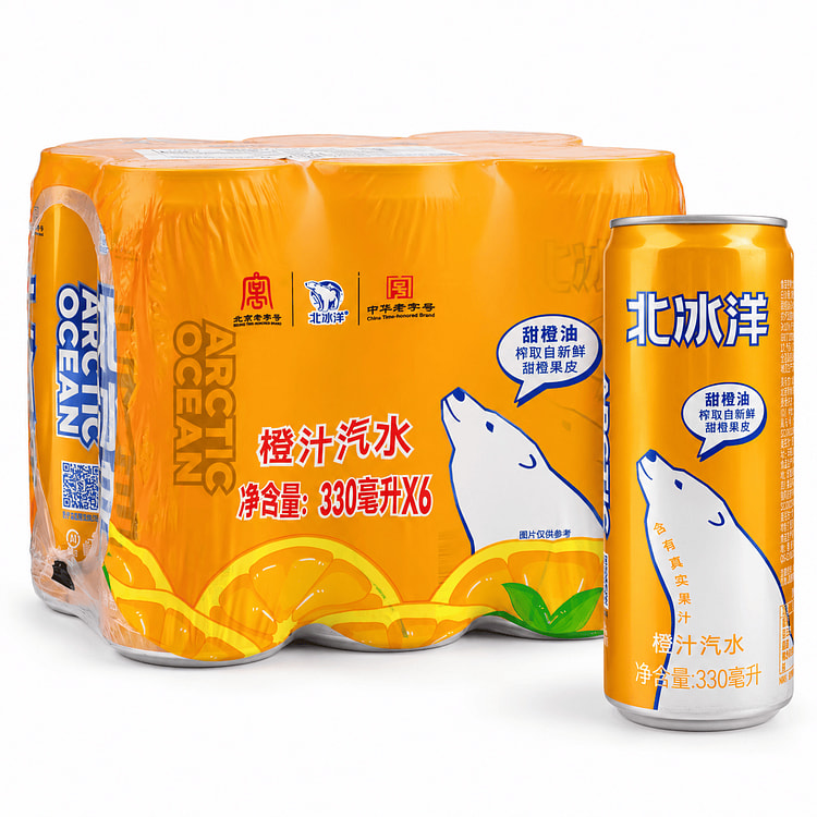 北冰洋 橙汁汽水 330 毫升*6 罐