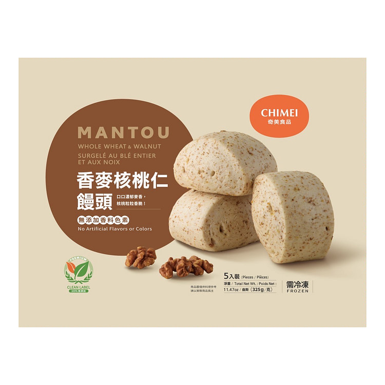 奇美 香麦核桃仁馒头5只 325 克