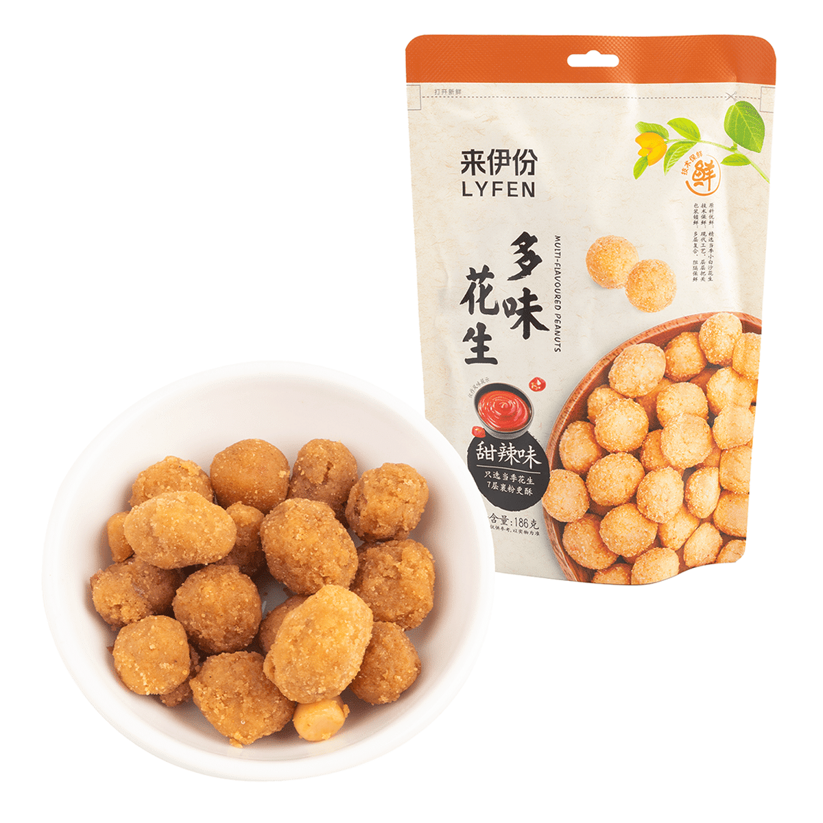 来伊份 多味花生 甜辣味 186 克