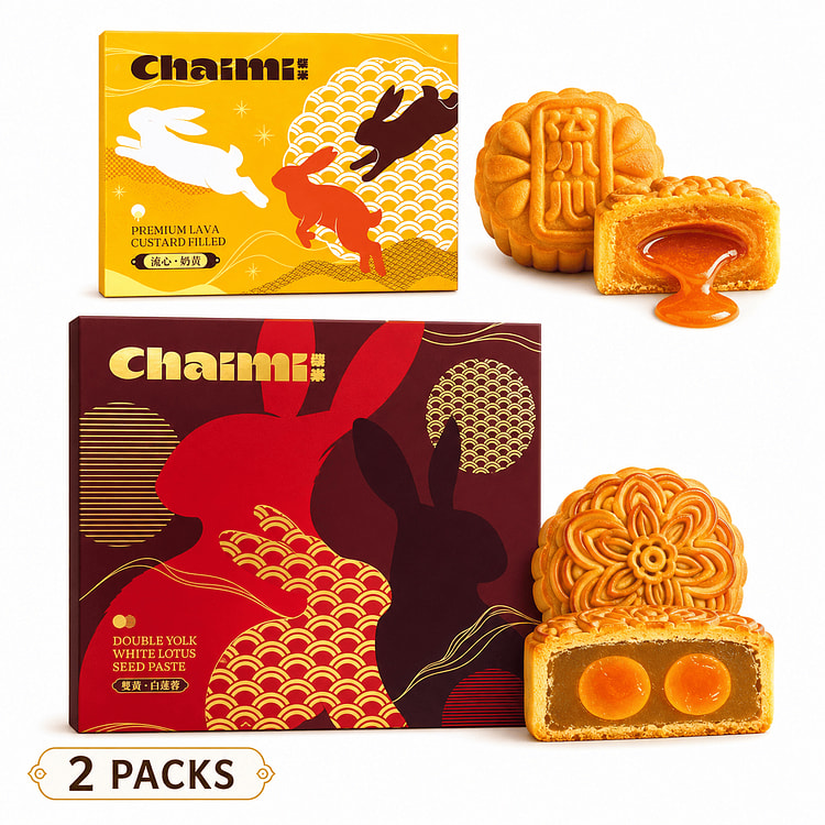 Chaimi Lava Custard & Double Egg Yolk White Lotus Mooncake Bundle 880 g