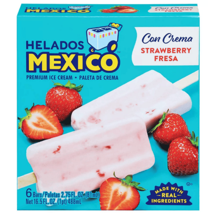 Helados Mexico Ice Cream Bars Strawberry Flavor 16.5 盎司