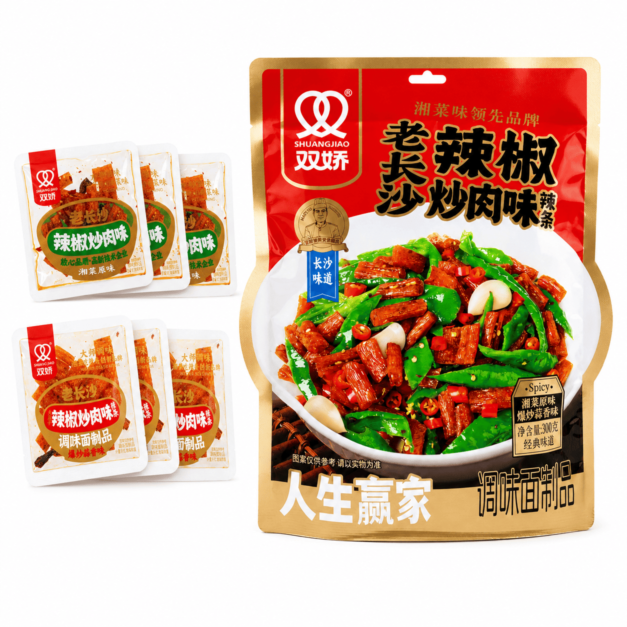 双娇 人生赢家 老长沙 辣椒炒肉味辣条 内含10小包 300 克