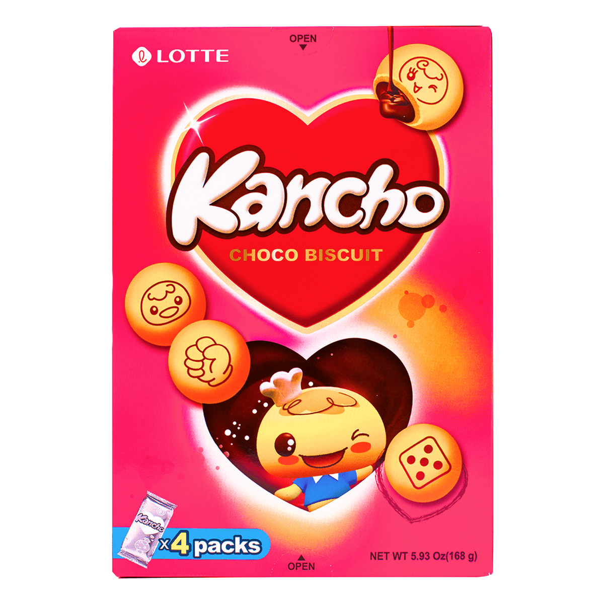 Lotte Kancho Biscuits Filled with Chocolate (4pk) 168 g