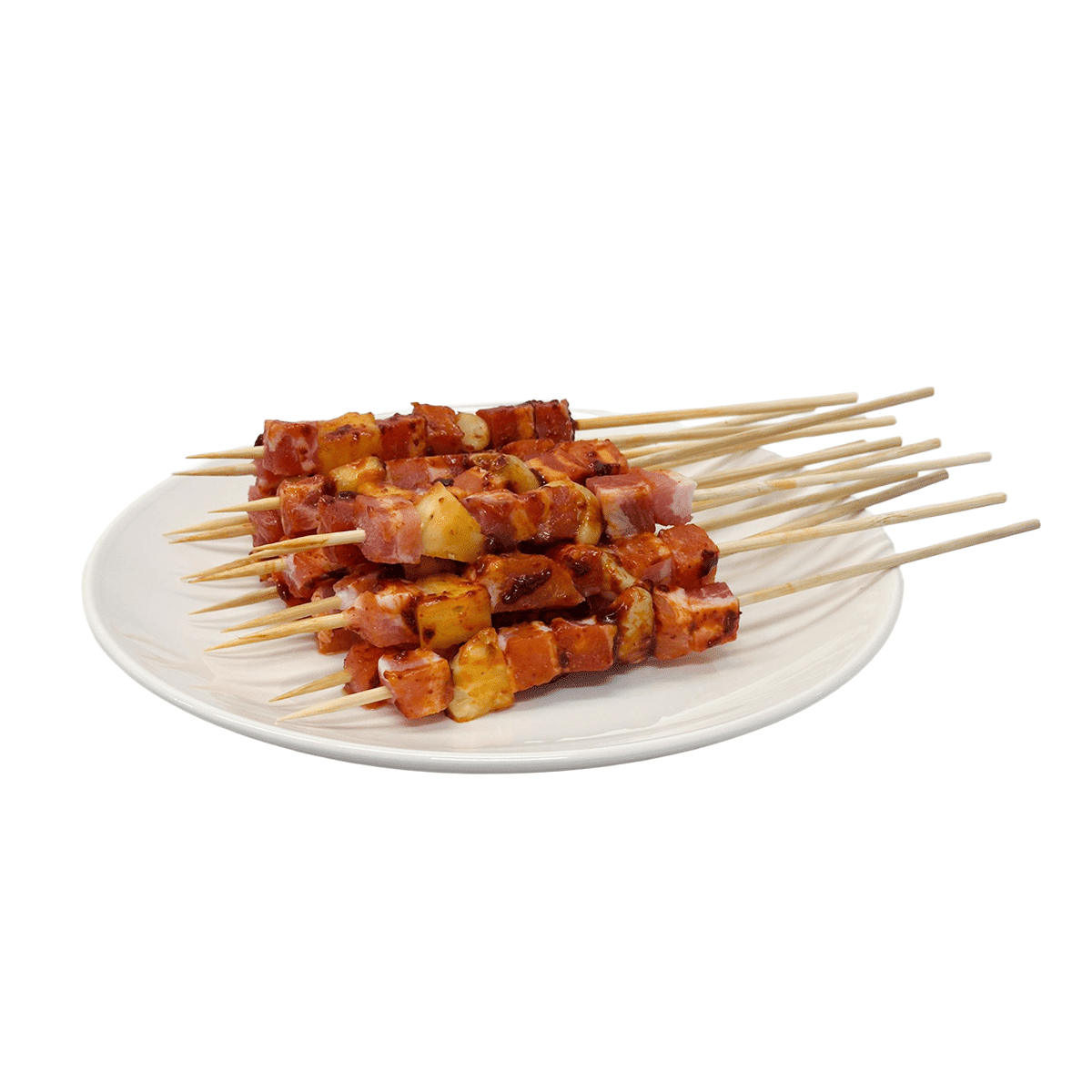 Garlic Pineapple Marinated Pork Belly Kebabs with Cumin Seasoning, Frozen 12 oz