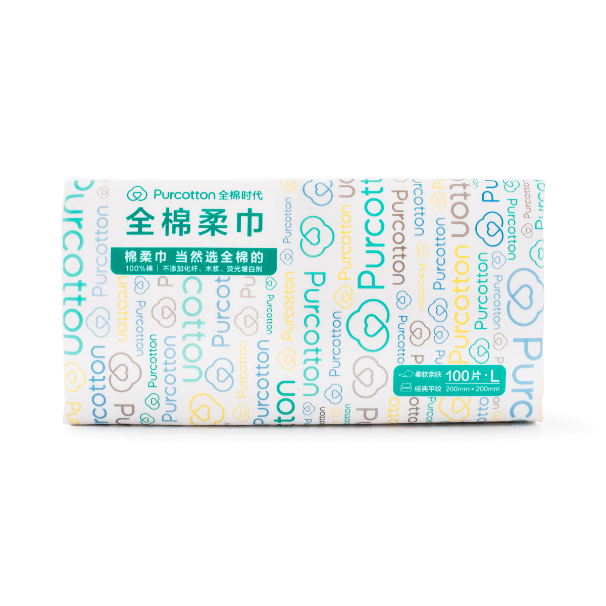 Purcotton Cotton Soft Towel Classic Series Jacquard 100 Sheets 1 box