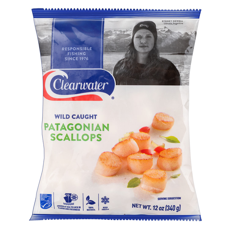 Clear Water Patagonia Natural Bay Scallop 80/150ct 12 oz
