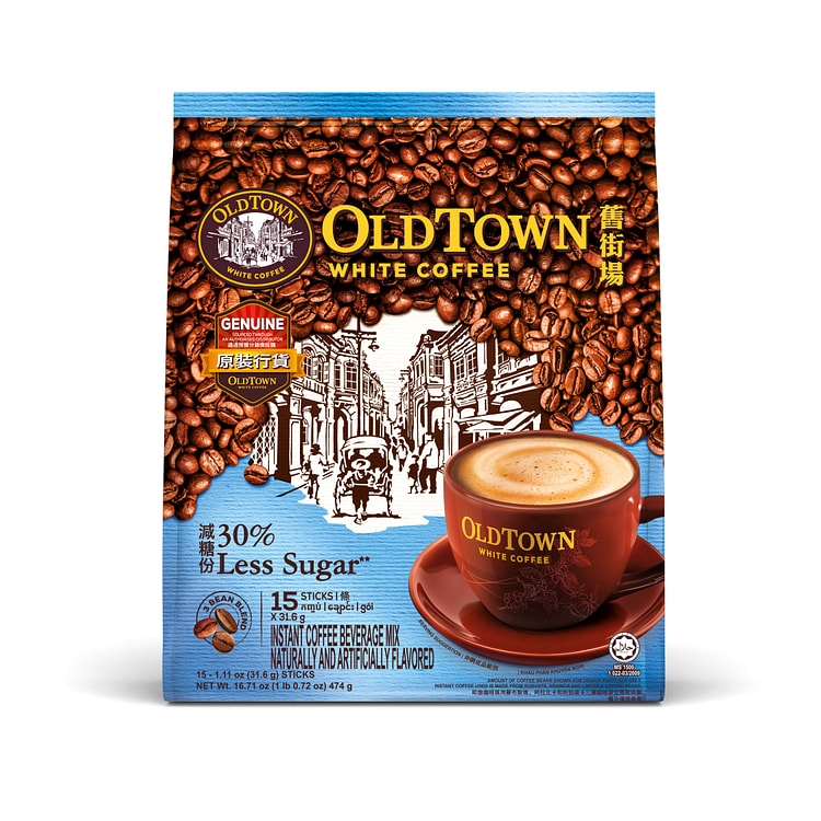 Old Town กาแฟขาว 3IN1 น้ำตาลน้อย 15 ซอง*31.6g