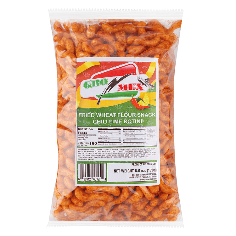 GroMex Fried Wheat Flour Snack Chili Lime Rotini 6 oz