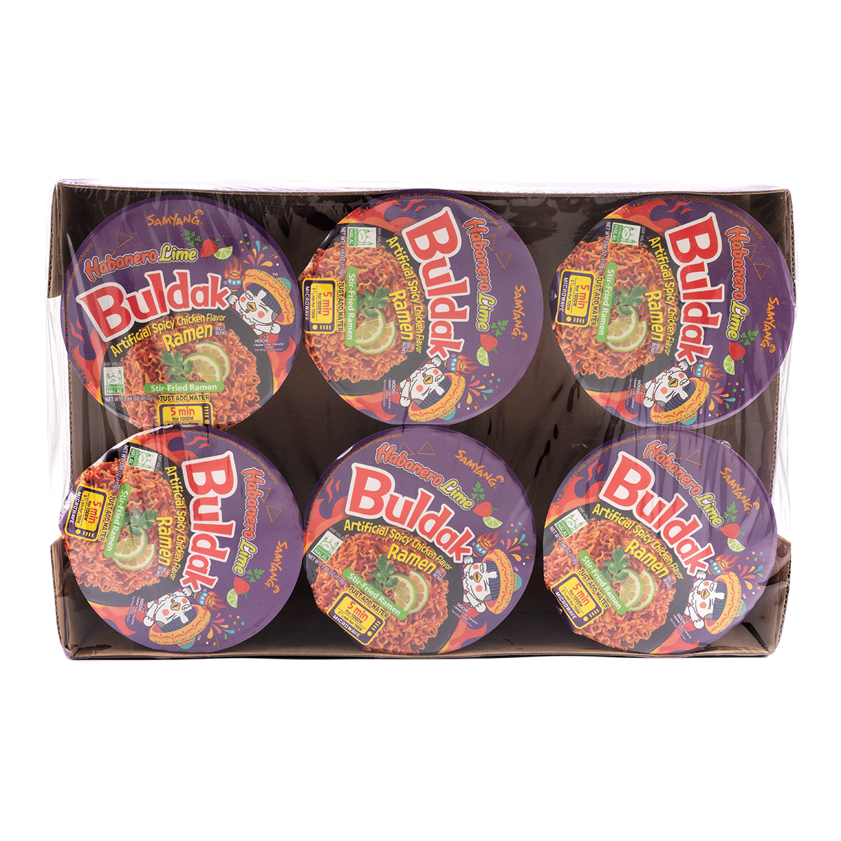 Samyang Buldak Ramen Big Bowl, Habanero Lime Flavor 105 g*6 count