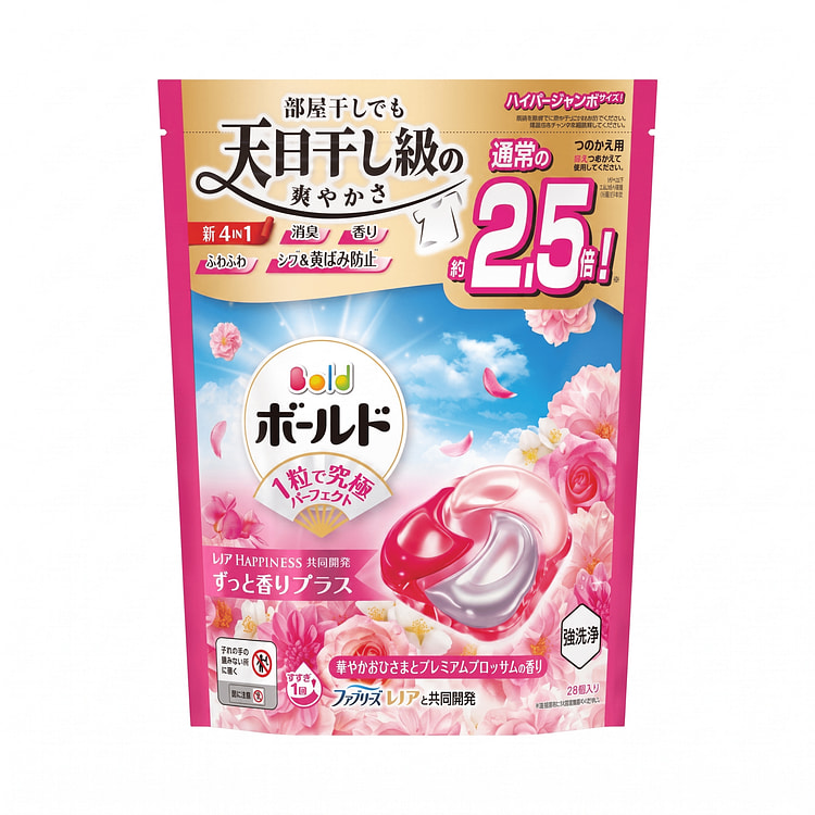 【宝洁 P&G】Bold 4D 宝洁洗衣球/洗衣凝珠 补充装（华丽花香型）– 4合1柔顺护衣 室内晾晒去异味 1 个