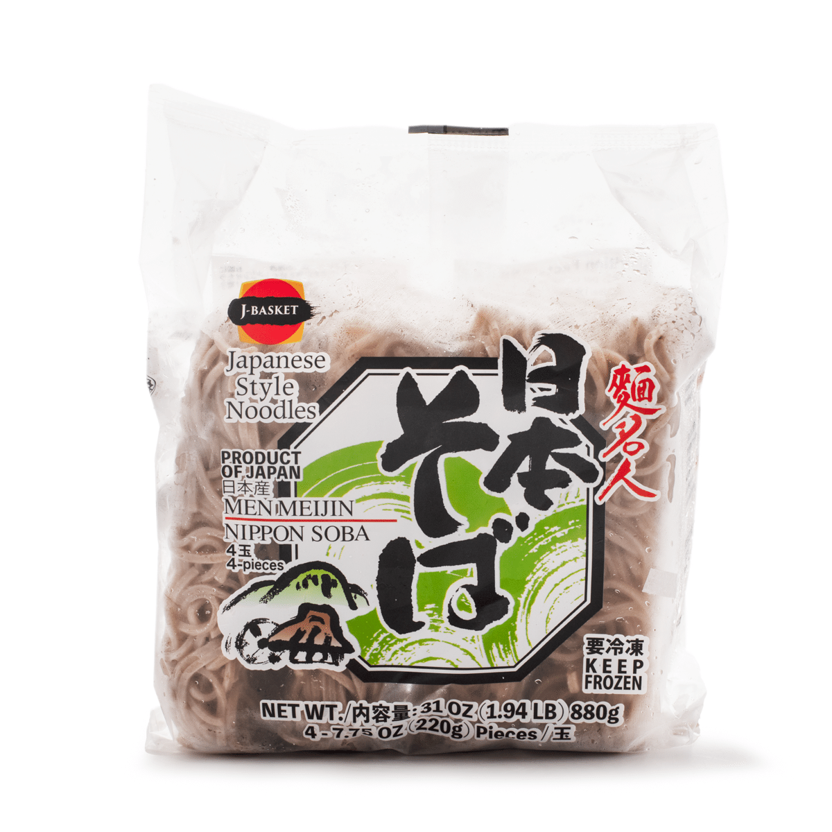 J-Basket Japanese Soba Noodles Frozen 4 meals 31.04 oz