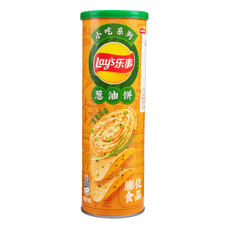 乐事罐装薯片 小吃系列 葱油饼味 90 克