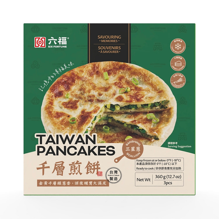 Six Fortune TAIWAN PANCAKES SANSHING SCALLION 360 g