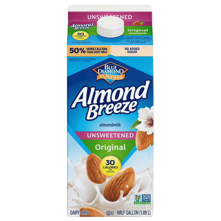 Almond Breeze, Sữa Hạnh Nhân Nguyên Bản Không Đường 64 oz