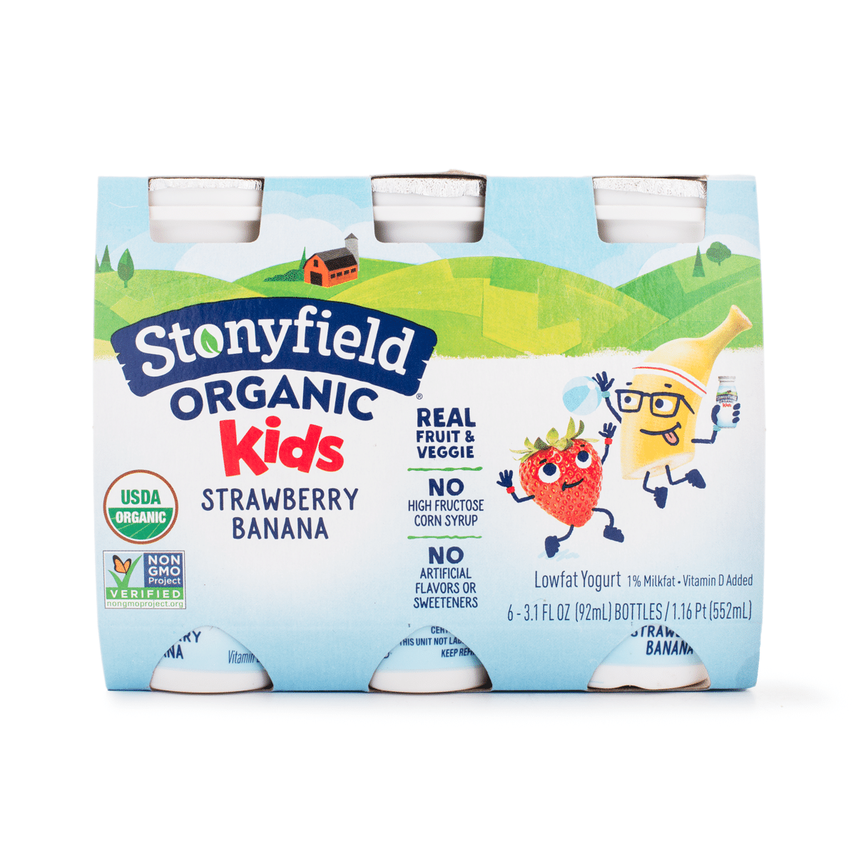 Stonyfield 有机低脂儿童酸奶 草莓&香蕉味 6盒 18.6 盎司