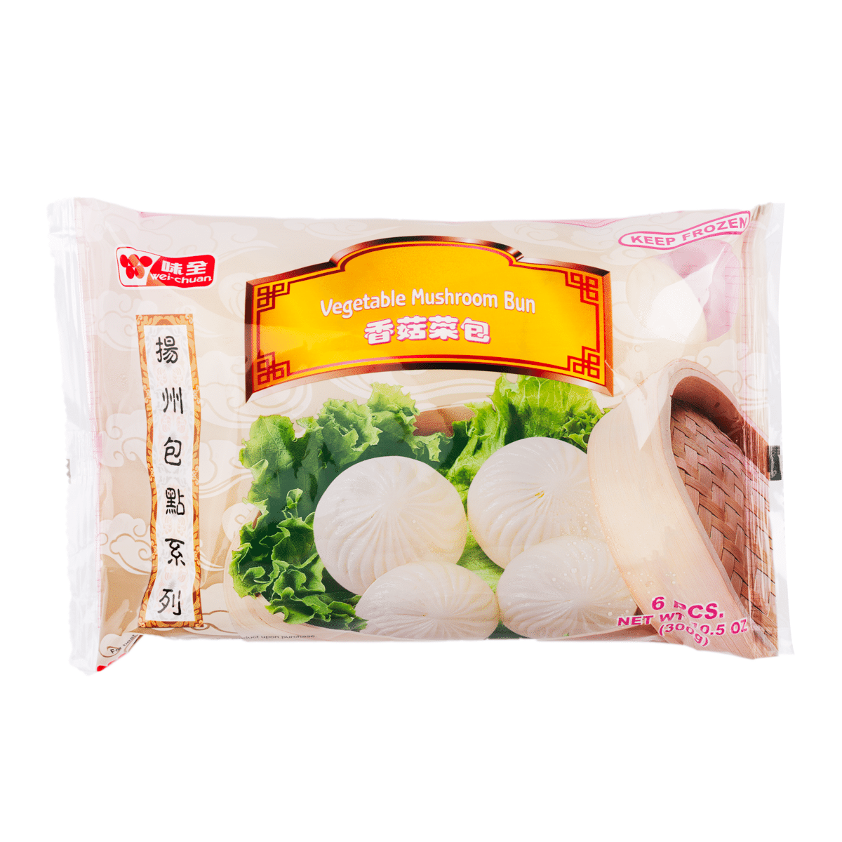 Pão de Vegetais e Cogumelos Wei Chuan 6 unidades, Congelados 300 grama(s)