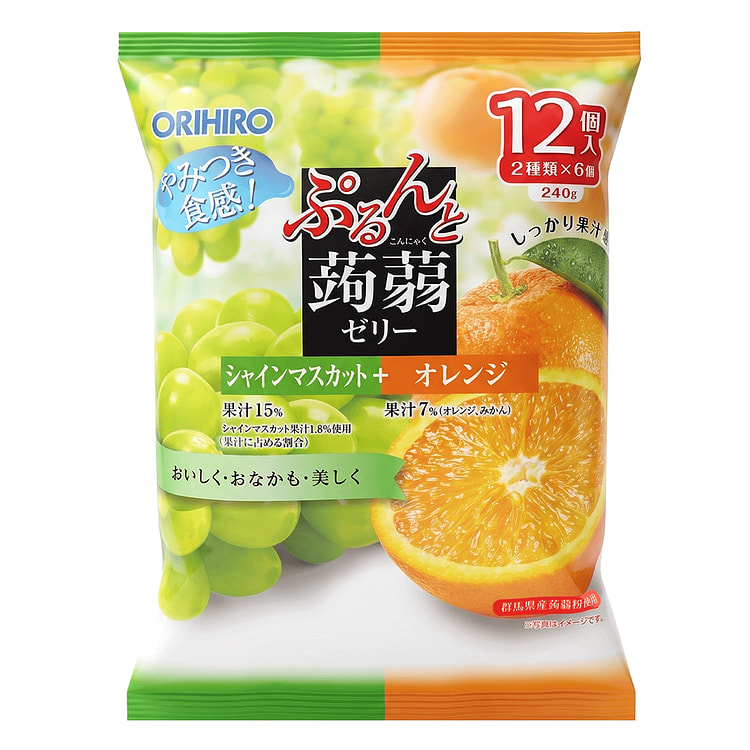 オリヒロ ぷるんと蒟蒻ゼリー マスカット+オレンジ(2種類×6個入)