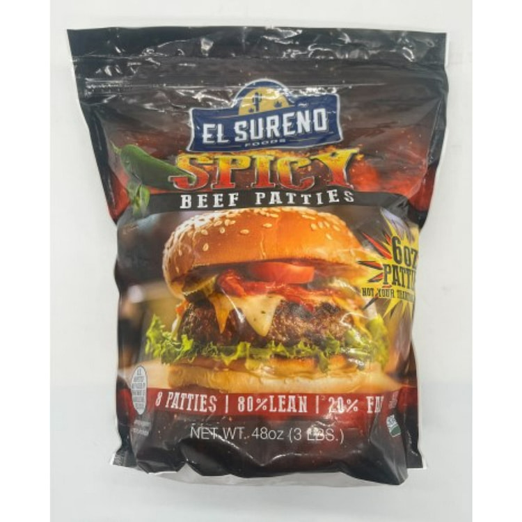 El Sureno Foods Spicy Beef Patties 80% lean/20% Fat 3 lb