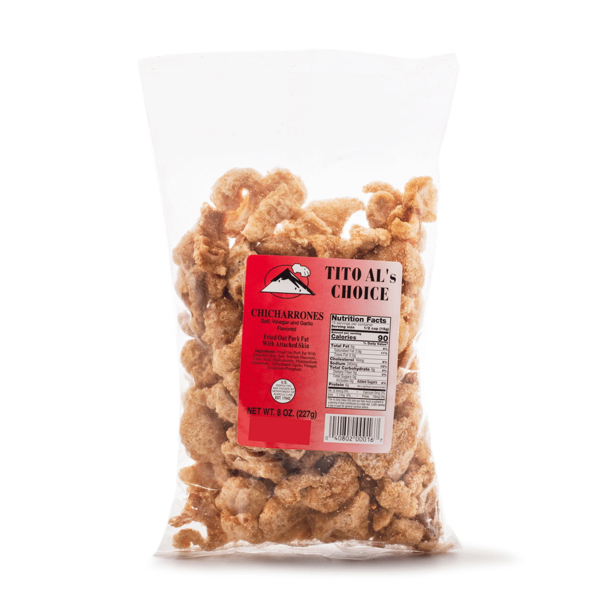 Tito Al’s Pork Chicharon, Salt Vinegar & Garlic Flavor 227 g