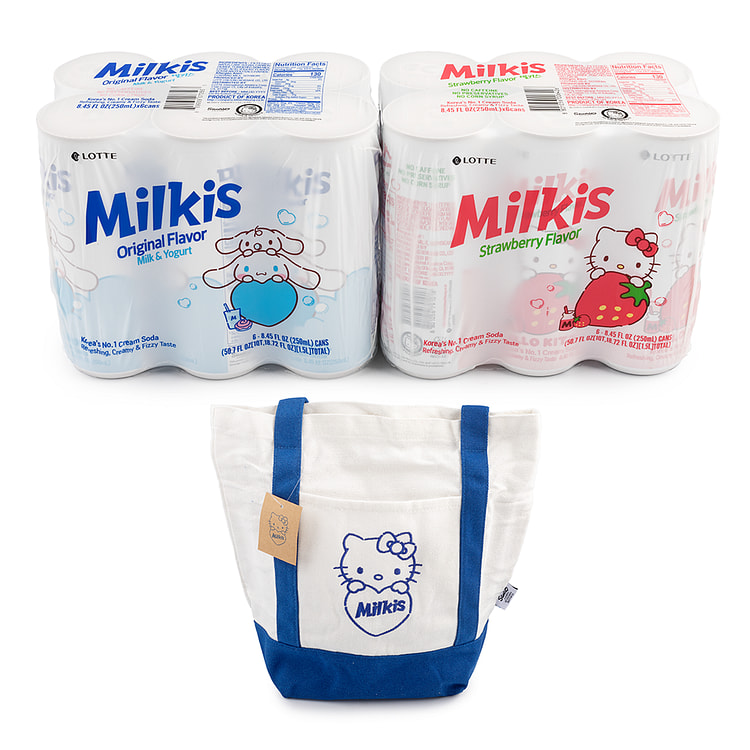 乐天 Milkis 乳酸菌气泡饮料 多种口味装 +送环保袋 (原味 & 草莓味) 3000 毫升
