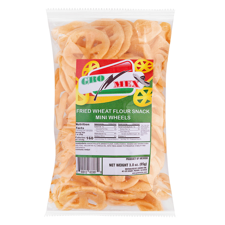 GroMex Fried Wheat Flour Snack Mini Wheels 3 oz