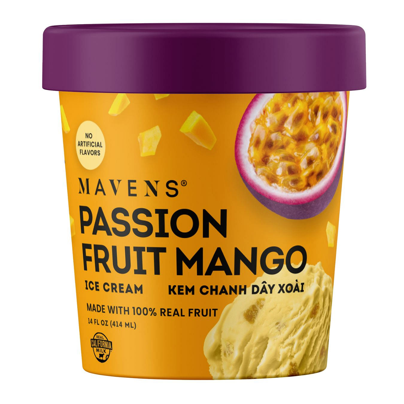 Mavens Passion Fruit Mango Ice Cream, Frozen 14 fl.oz