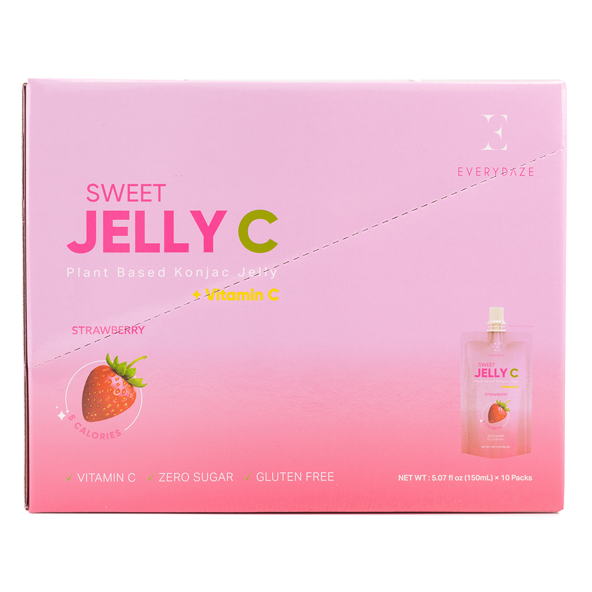 EVERYDAZE エッセンシャルC蒟蒻ゼリードリンク ストロベリー味 10袋入 5.07 fl.oz*10 パック