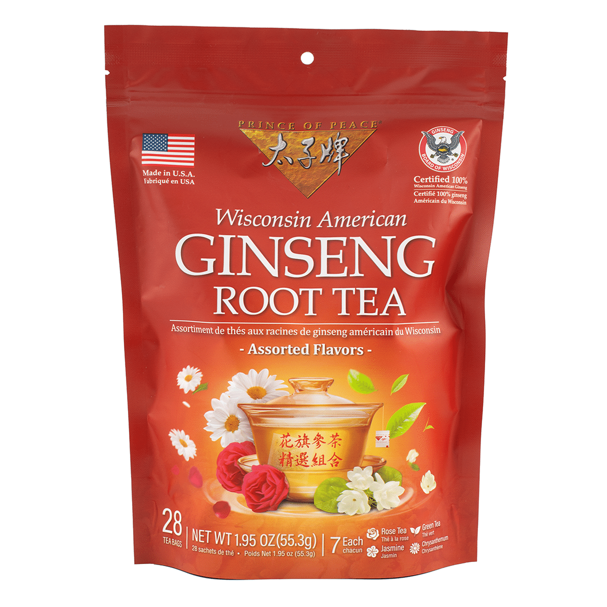 American Ginseng Root Tea Assorted Flavor Tea 28 Bags 1 each*12 pack
