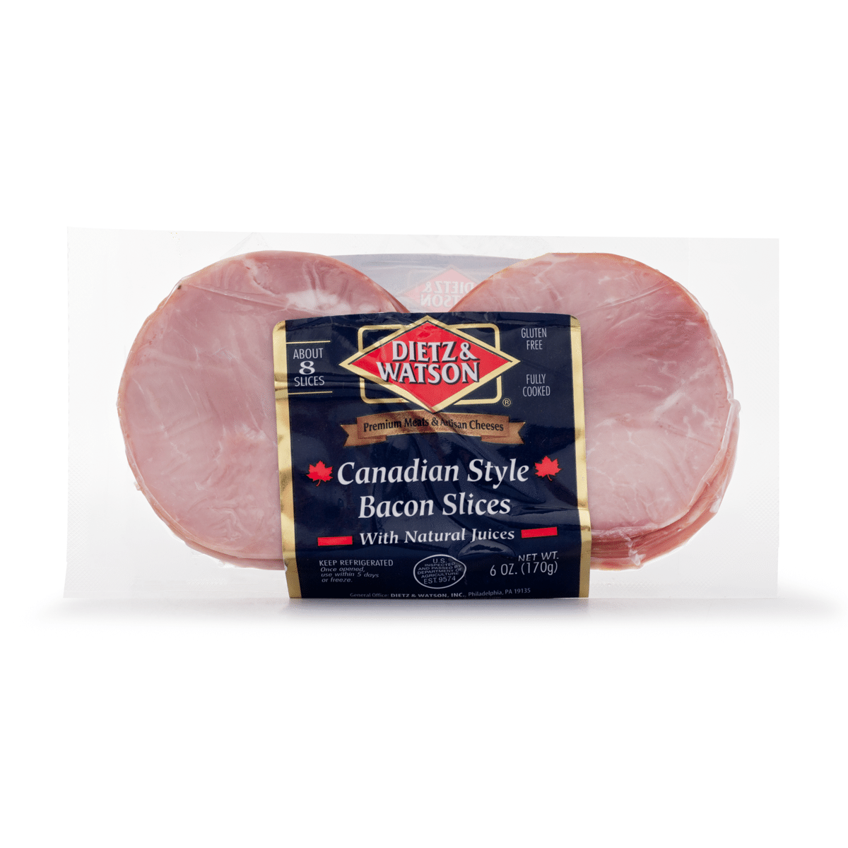 Dietz & Watson Canadian Bacon Slices 6 oz