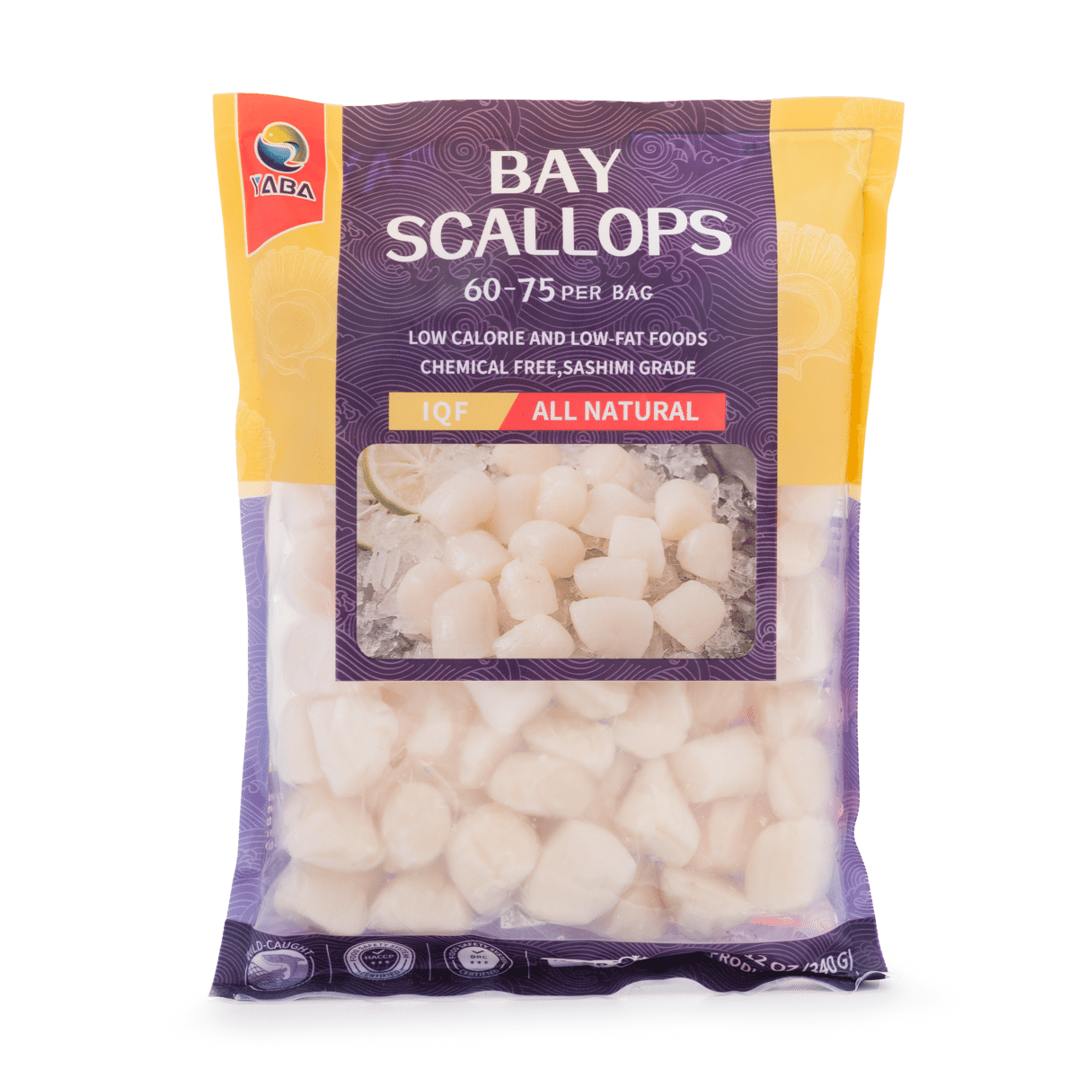 Vieiras de Baía para Sashimi Tudo Natural 60-75ct YABA 12 onça(s)