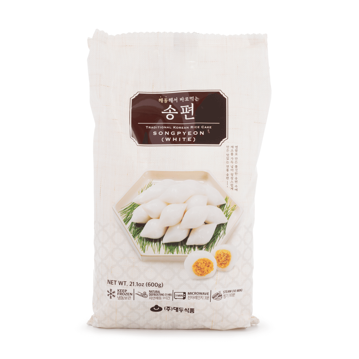 DAEDOO Traditional Korean Rice Cake, Song Pyeon (white), Frozen 600 g