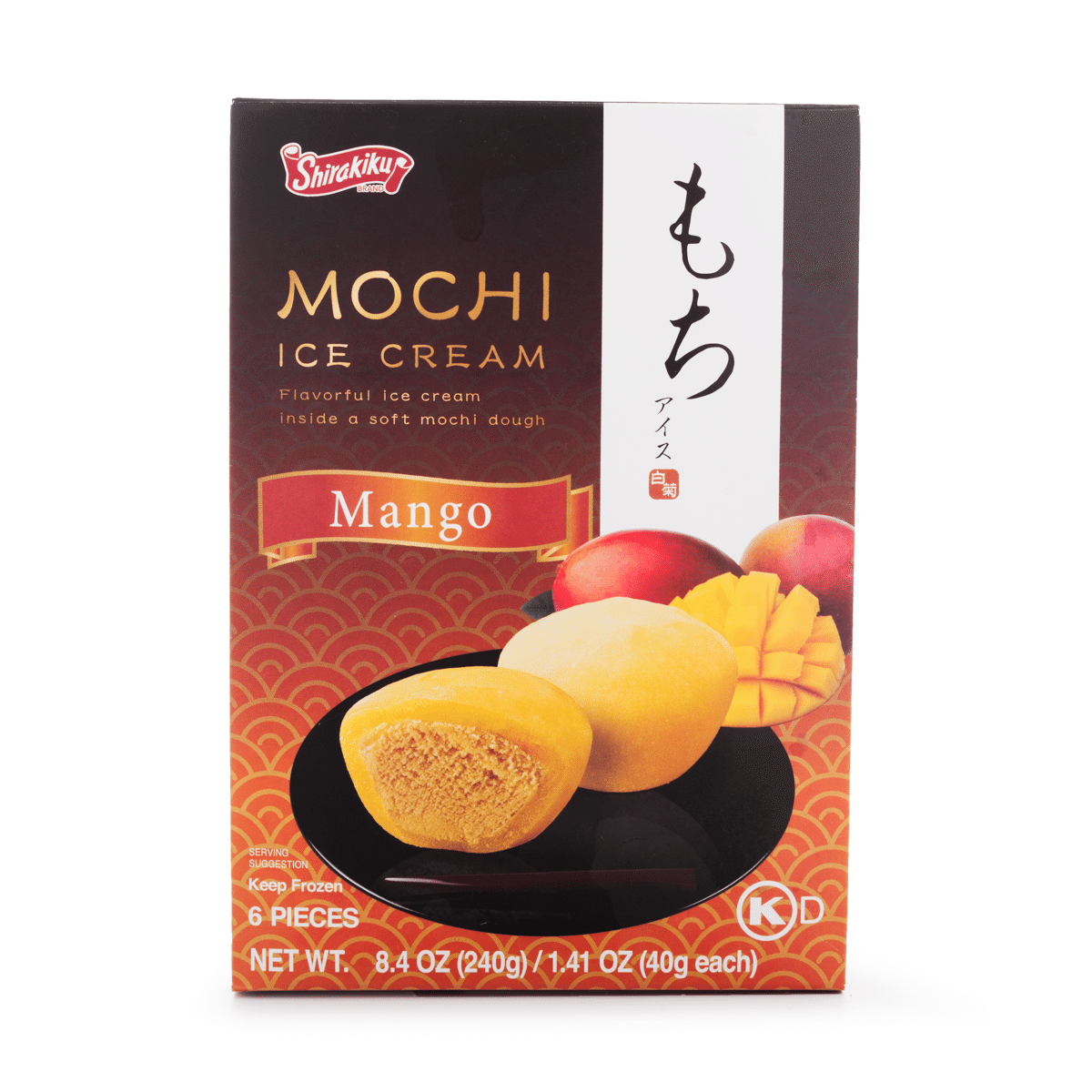 Shirakiku Mochi Ice Cream Mango 6pcs, Frozen 8.4 oz