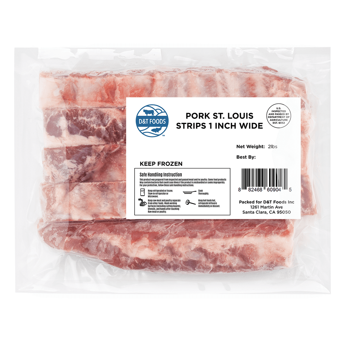 Pork St. Louis Rib 1 Inch Strip Frozen 2 libra(s)