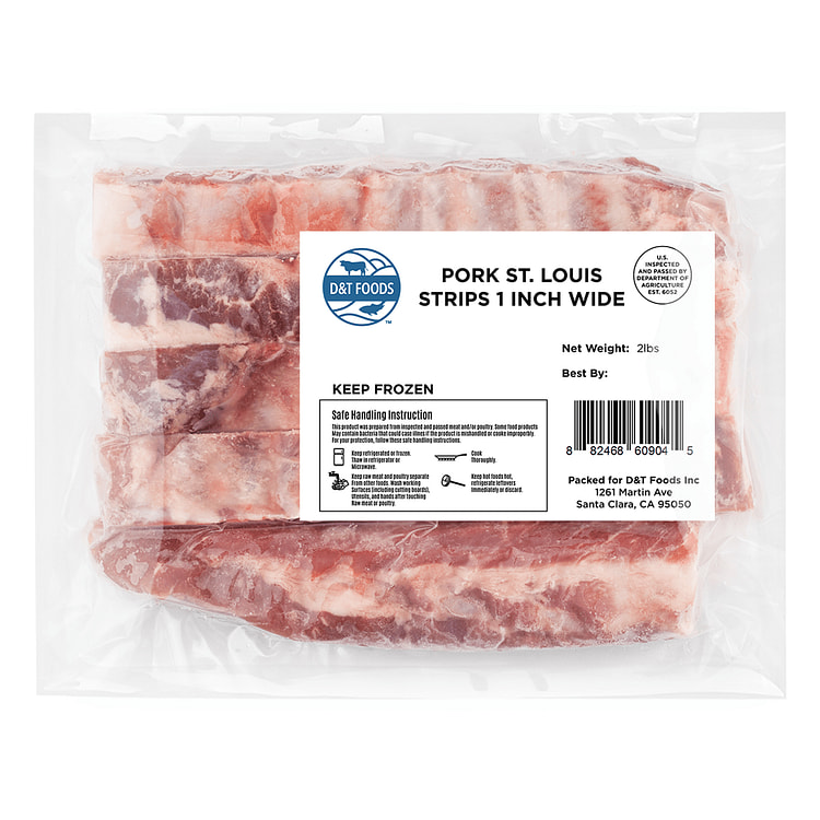 Pork St. Louis Rib 1 Inch Strip Frozen 2 lb