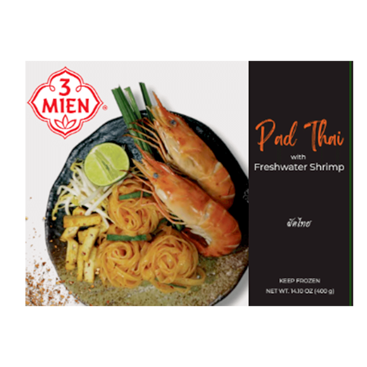 3 Mien Pad Thai with Freshwater Shrimp, Frozen 400 g