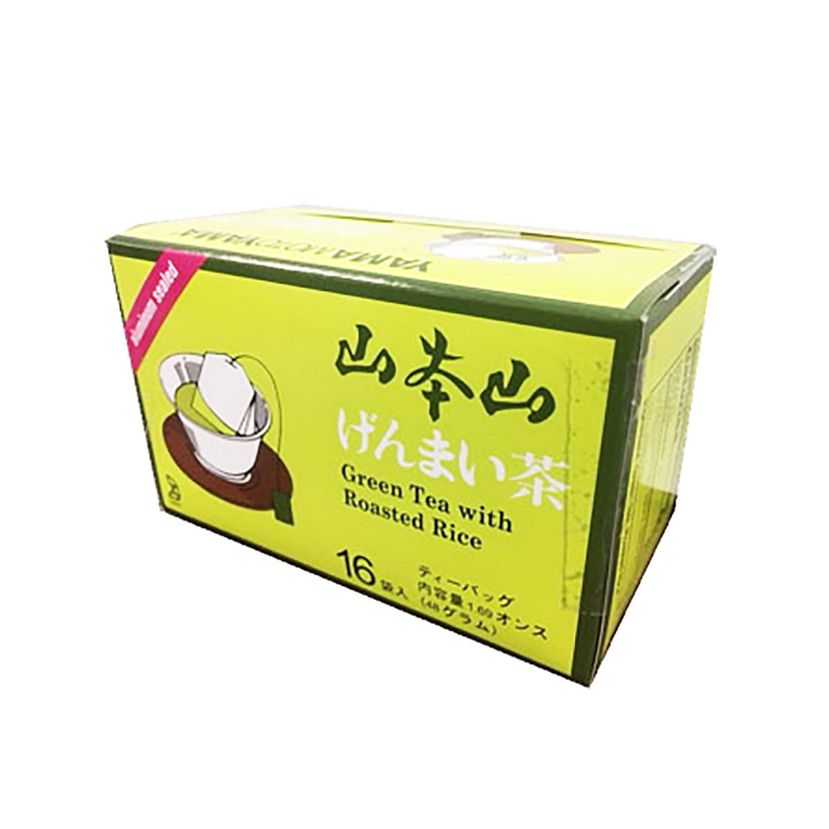 Yamamotoyama 玄米茶ティーバッグ 16袋入 0.1 オンス*16 パック
