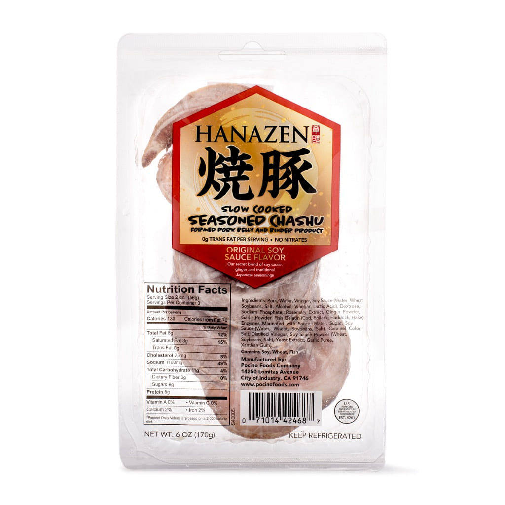 Hanazen Cooked Seasoned Chashu Pork Belly for Ramen 5.99 oz